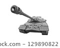 Black and white old military tank isolated 129890822