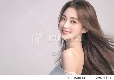 擁有美麗秀發的女性：改善髮質“AI 生成的圖像” 129891125