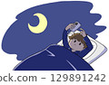 一名男子熬夜玩智慧型手機的插圖 129891242