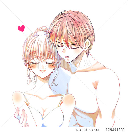 Men and women hugging each other, underwear 129891331