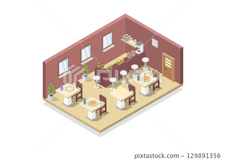 Isometric Barber Shop 129891356
