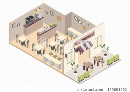 Isometric restaurant 129891362