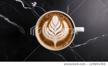 hot coffee in a glass on black background 129891408