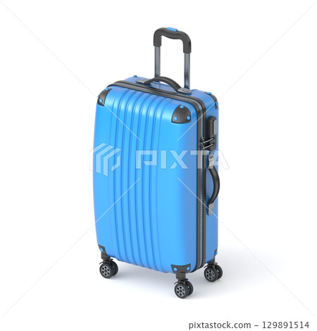 Blue closed suitcase Standing 3D 129891514