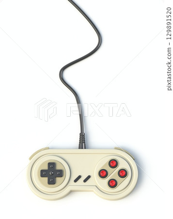 Vintage video game controller Top view 3D Vintage video game controller Top view 3D 129891520