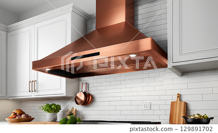 modern kitchen interior with glass of water 129891702
