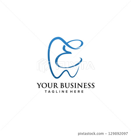 Dental clinic initial letter E logo design continuousline luxury style Dental clinic initial letter E logo design continuousline luxury style 129892097