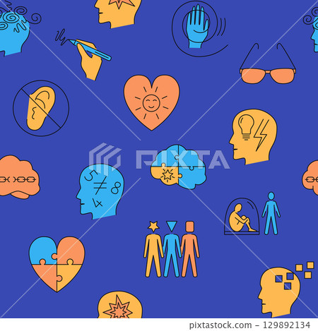 Bright neurodiversity line seamless pattern 129892134