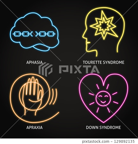 Neurodiversity symbols neon icon set 129892135