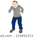 一名男子因頭暈而搖搖晃晃的全身插圖 129892253