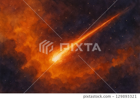 夢幻般的流星水彩插圖背景 129893321