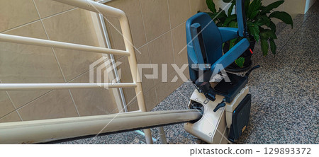 Man with walking cane on city street - mobility aid, accessible travel, urban lifestyle, disability inclusion, independence and modern streetwear fashion 129893372