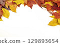 A frame on a white background of colorful autumn leaves. 129893654