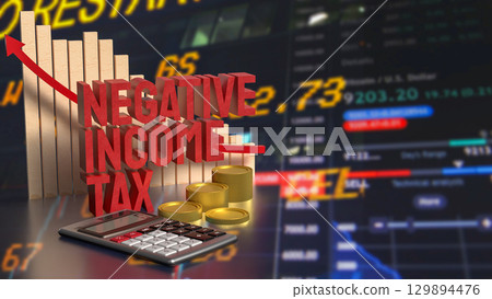 The Negative income tax and coins for Business concept 3d Rendering. The Negative income tax and coins for Business concept 3d Rendering. 129894476