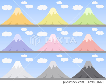 Colorful mountain landscape with blue sky background illustration 129894669