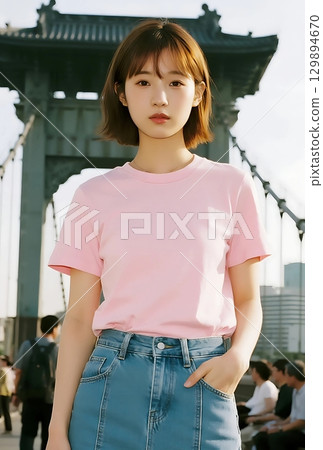 T-shirt model 129894670