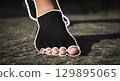 Blank barefoot shoe glove worn mockup, sole close-up, isolated 129895065