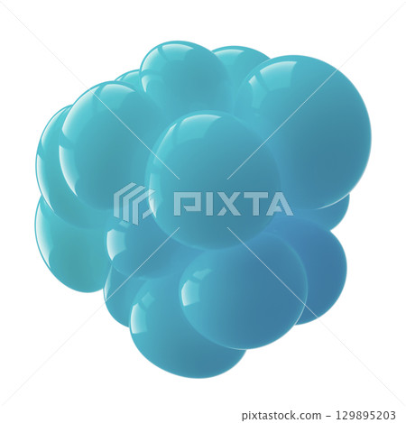 Abstract Blue Geometric Shape with Glossy Finish on White Background Abstract Blue Geometric Shape with Glossy Finish on White Background 129895203