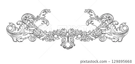 Hand drawing border decorative abstract flourish illustration Hand drawing border decorative abstract flourish illustration 129895668