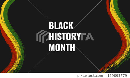 Black History Month African American history card celebration. Red yellow green color. Web page banner poster design. Vector. 129895779
