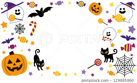 萬聖節相框材質：南瓜、鬼魂、黑貓、普普藝術 129895860
