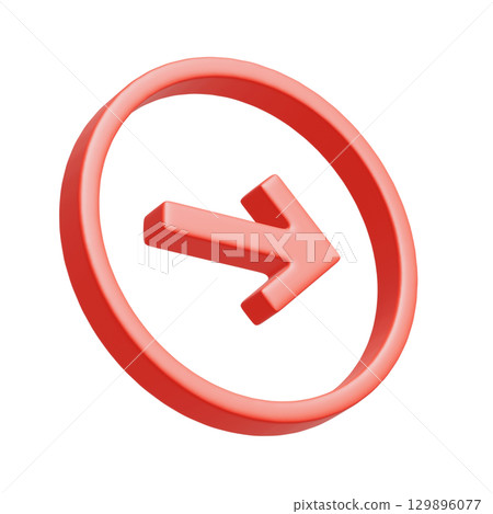 3D icon of a red arrow in a circle 3D icon of a red arrow in a circle 129896077