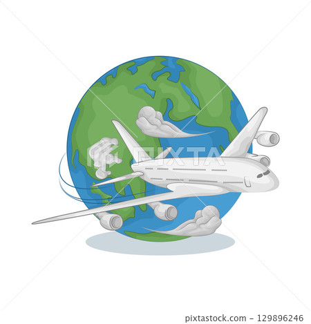 Illustration of Plane with earth 129896246