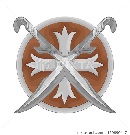 Illustration of Shield with Crossed Sword Illustration of Shield with Crossed Sword 129896447