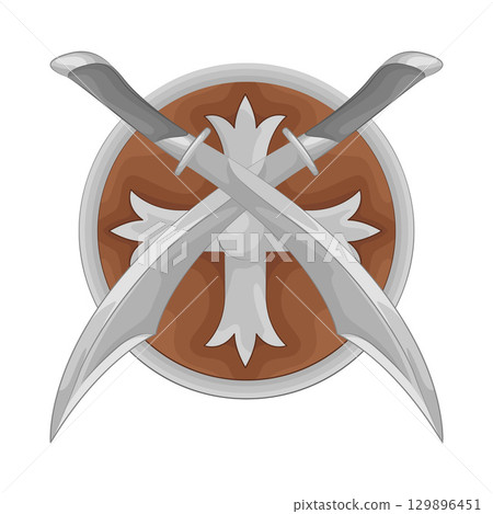 Illustration of Shield with Crossed Sword Illustration of Shield with Crossed Sword 129896451