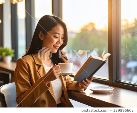 A woman reading 129896602
