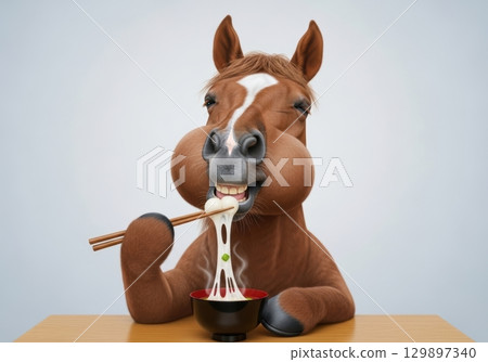 馬吃年糕的幽默照片 馬吃年糕的幽默照片 129897340