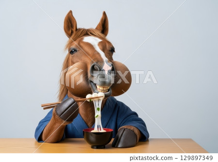 馬吃年糕的幽默照片 129897349