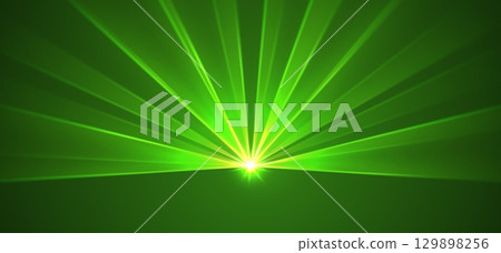 Green lasers background., glowing rays or neon beams, bright futuristic backdrop.. 129898256
