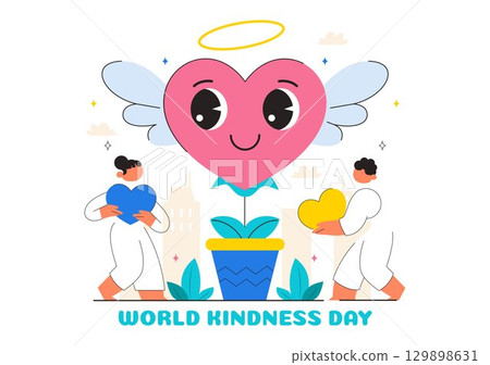 Happy World Kindness Day Vector Illustration on November 13 featuring Earth and Love to Promote Charitable Assistance in a Flat Style Background 129898631