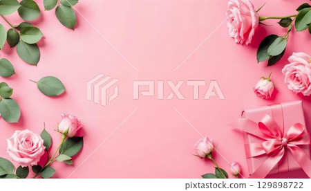 Beautiful pink flowers on a pink backdrop, symbolizing love and appreciation for Mother's Day 129898722