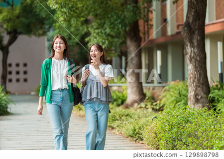 Female university student campus school life 129898798