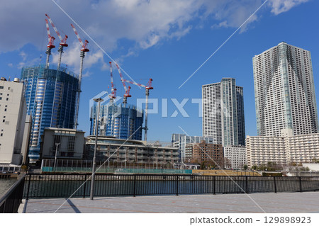 Tower apartment building under construction 2025 129898923