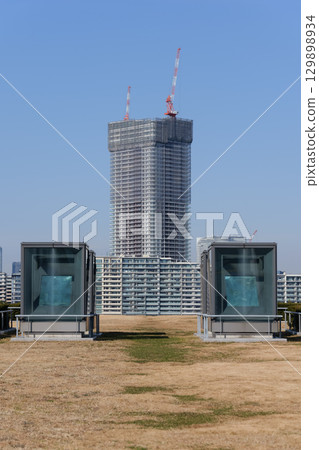 Tower apartment building under construction 2025 129898934