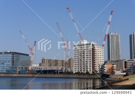 Tower apartment building under construction 2025 129898941