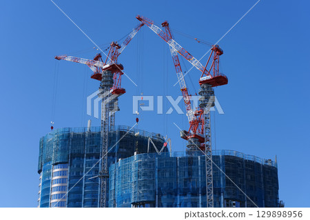 Tower apartment building under construction 2025 129898956