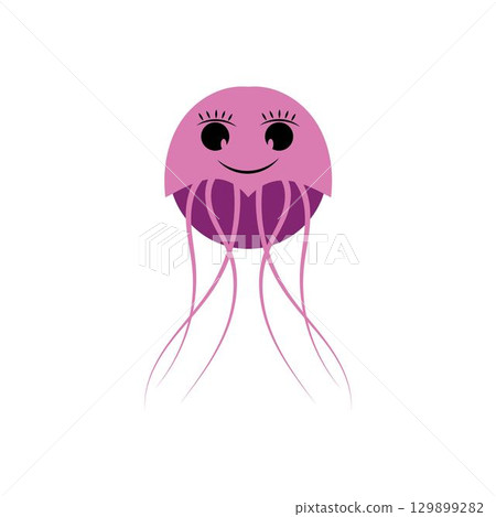 cute jelly fish Vector icon design illustration Template 129899282