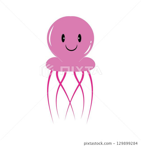 cute jelly fish Vector icon design illustration Template 129899284