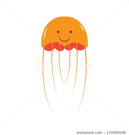 cute jelly fish Vector icon design illustration Template 129899286