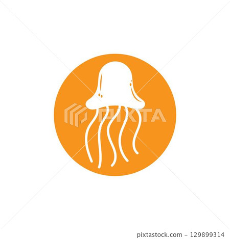 cute jelly fish Vector icon design illustration Template 129899314