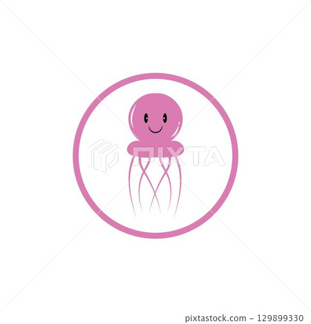 cute jelly fish Vector icon design illustration Template 129899330