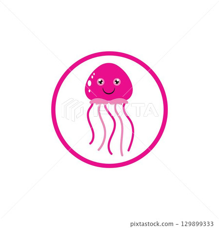 cute jelly fish Vector icon design illustration Template 129899333