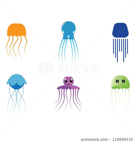 cute jelly fish Vector icon design illustration Template cute jelly fish Vector icon design illustration Template 129899338