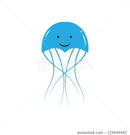 cute jelly fish Vector icon design illustration Template 129899405