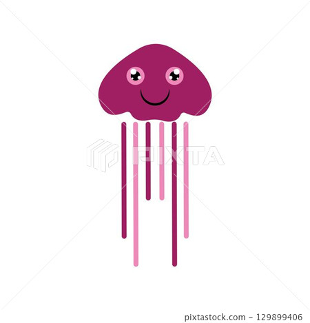 cute jelly fish Vector icon design illustration Template 129899406