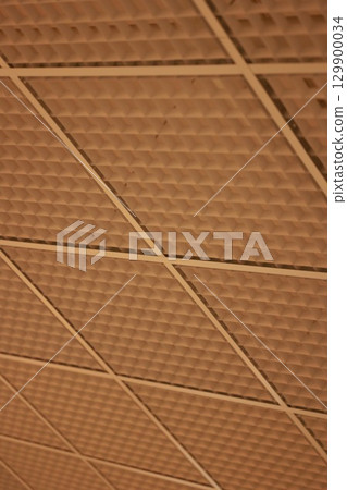 Brown and white patterned ceiling with a grid of squares 129900034